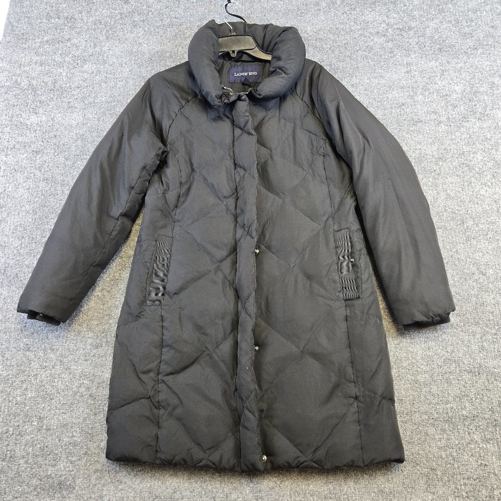 Lands End Women Size Sm 6-8  Coat Jacket  Long Zip Black Hood